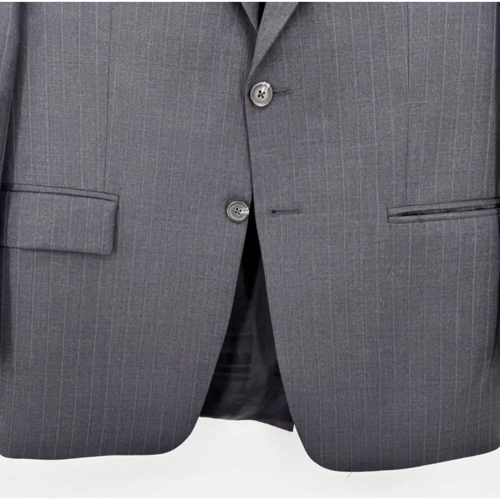 LAUREN RALPH LAUREN Gray Pinstripe 2 Button Blazer Jacket Size 38S